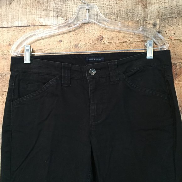 Tommy Hilfiger Black Low Rise Boot Cut Twill Trouser Pants Size 8 w/ 29" Inseam - Picture 2 of 7